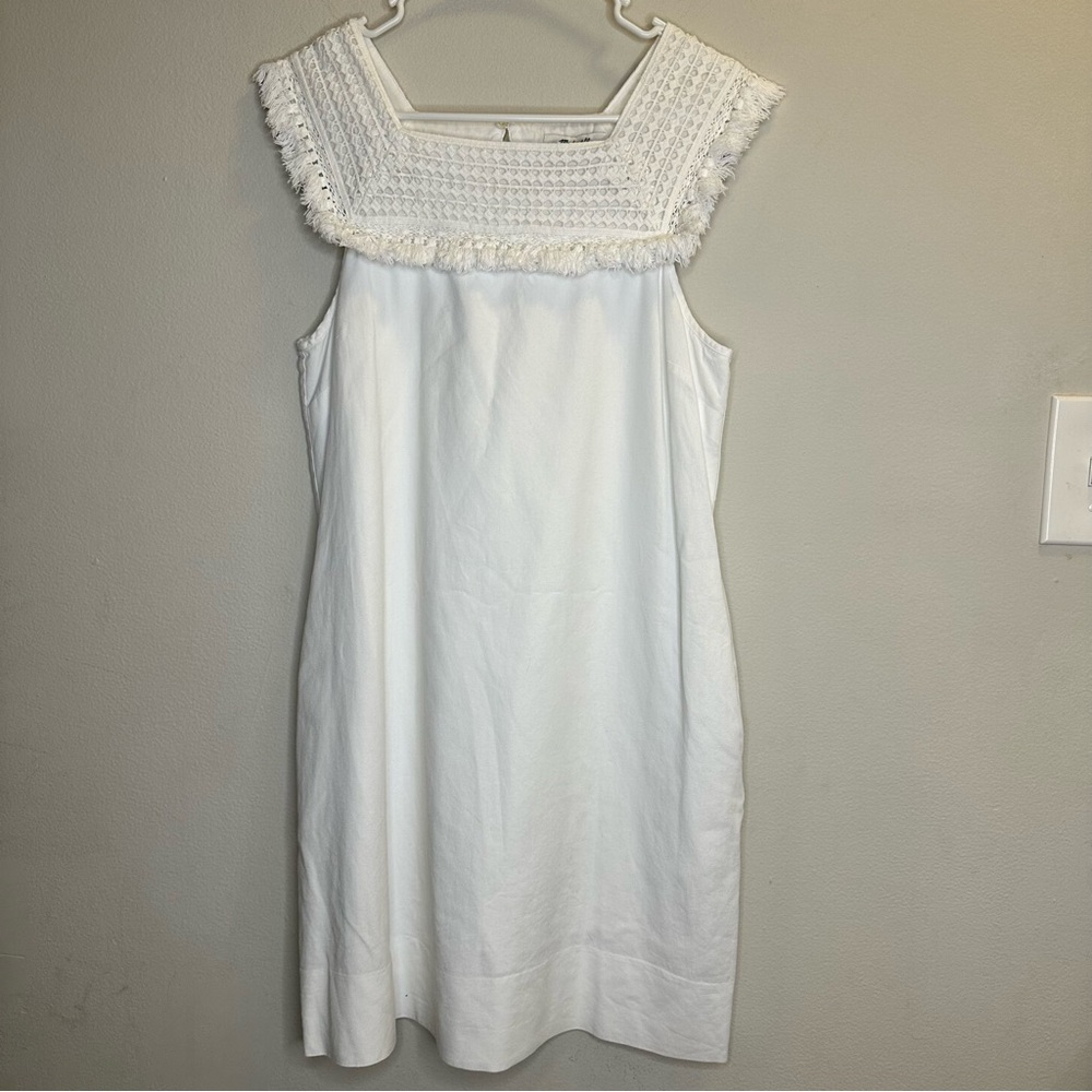 Madewell Sun Dream Fringe Dress White Pockets Mini Crochet Size 6